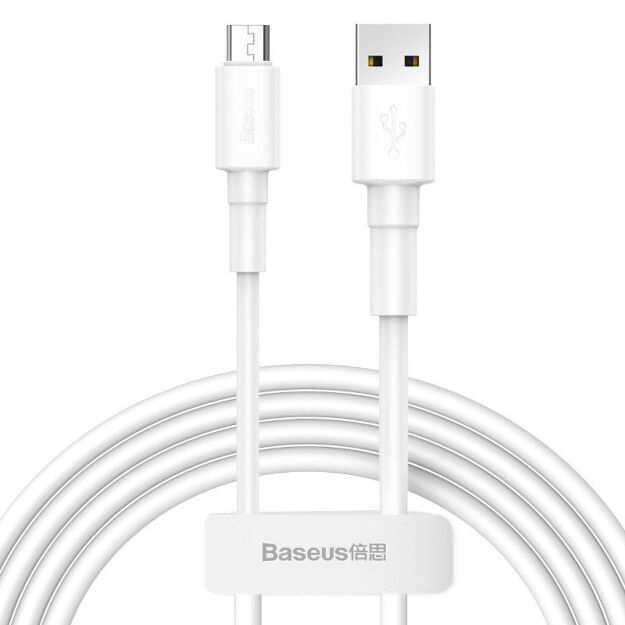 Kabel Micro USB 1m 2.4A Baseus Mini biały