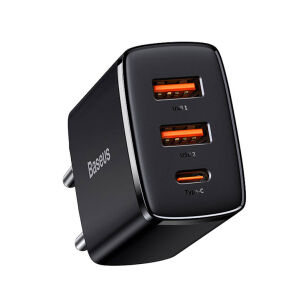 Szybka ładowarka sieciowa Baseus 2x USB / USB-C 30W